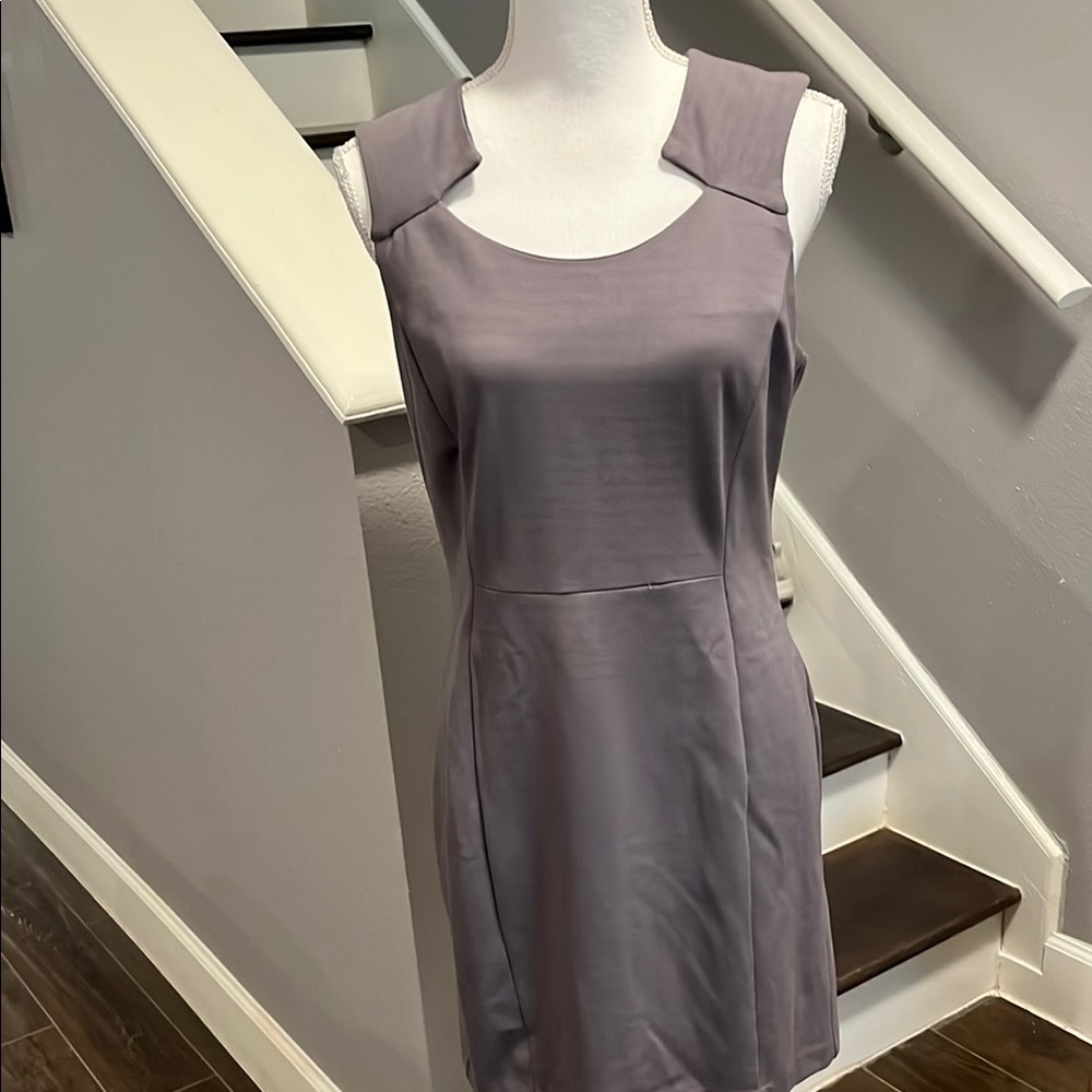 41 Hawthorn Gray Sleeveless Dress. Beautiful Neckline. Long back zipper. Lined.M